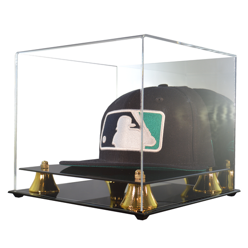 Baseball Hat Premium Display Case with Gold Risers