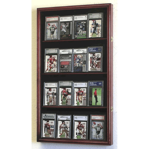 16 Graded/Slabbed Sports Card Display Case Wall Mount Cabinet