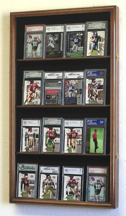 16 Graded/Slabbed Sports Card Display Case Wall Mount Cabinet