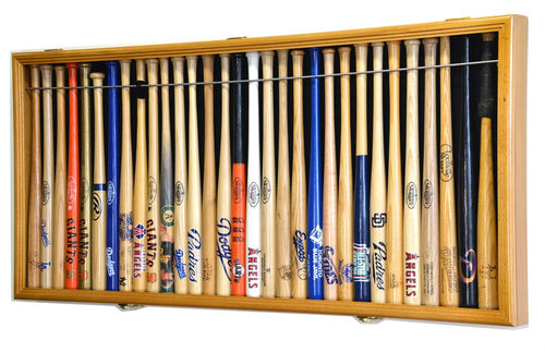 Thirty Mini Baseball Bat Wood Display Case