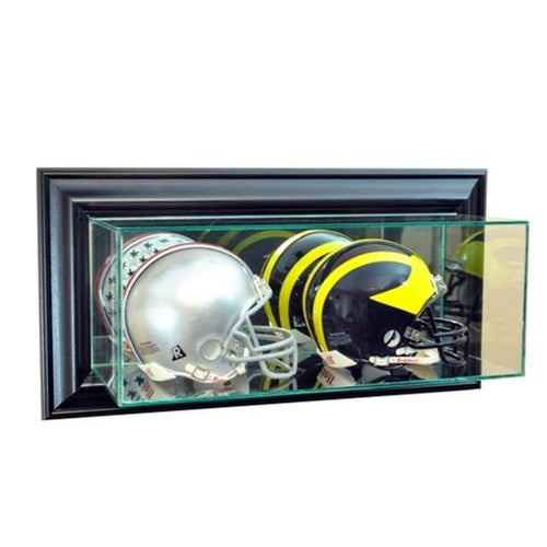 Wall Mounted Double Mini Football Helmet Display Case Black