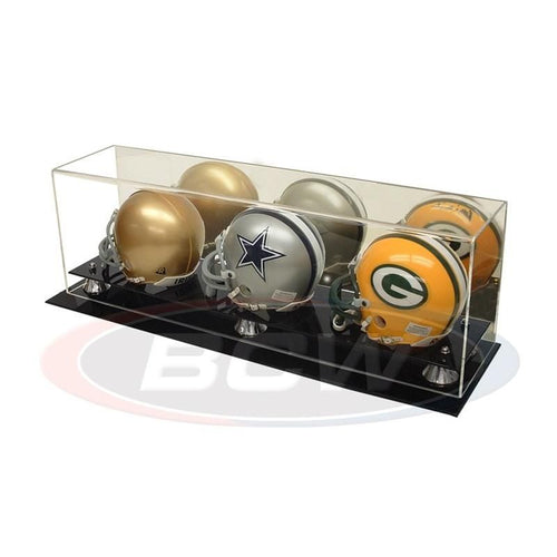 Triple Mini Helmet Premium Display Case with Wall Mount Option